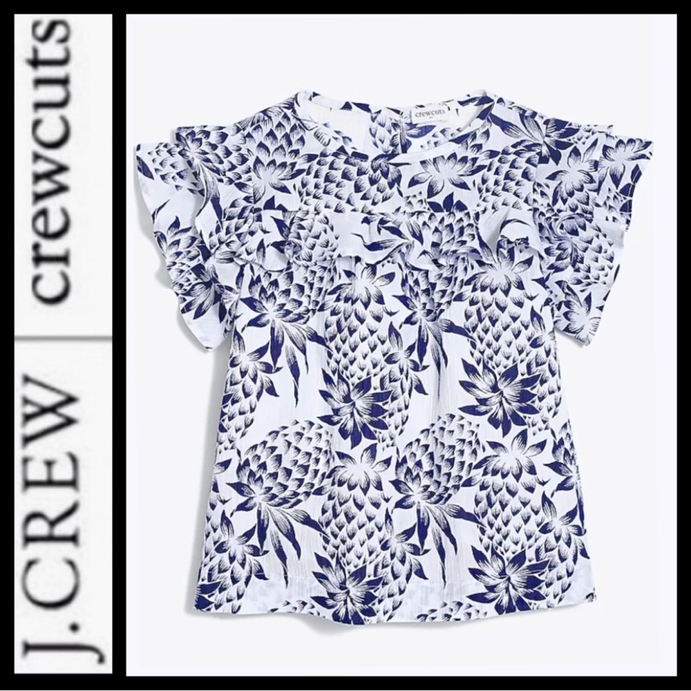J. Crew|Crewcuts Cotton Gauze Pineapple Ruffle Top